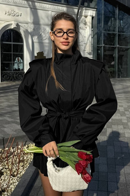 Relaxed Fit Notch Collar Belted Coat