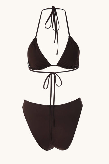 Shell Detail Halter Triangle Bikini Set