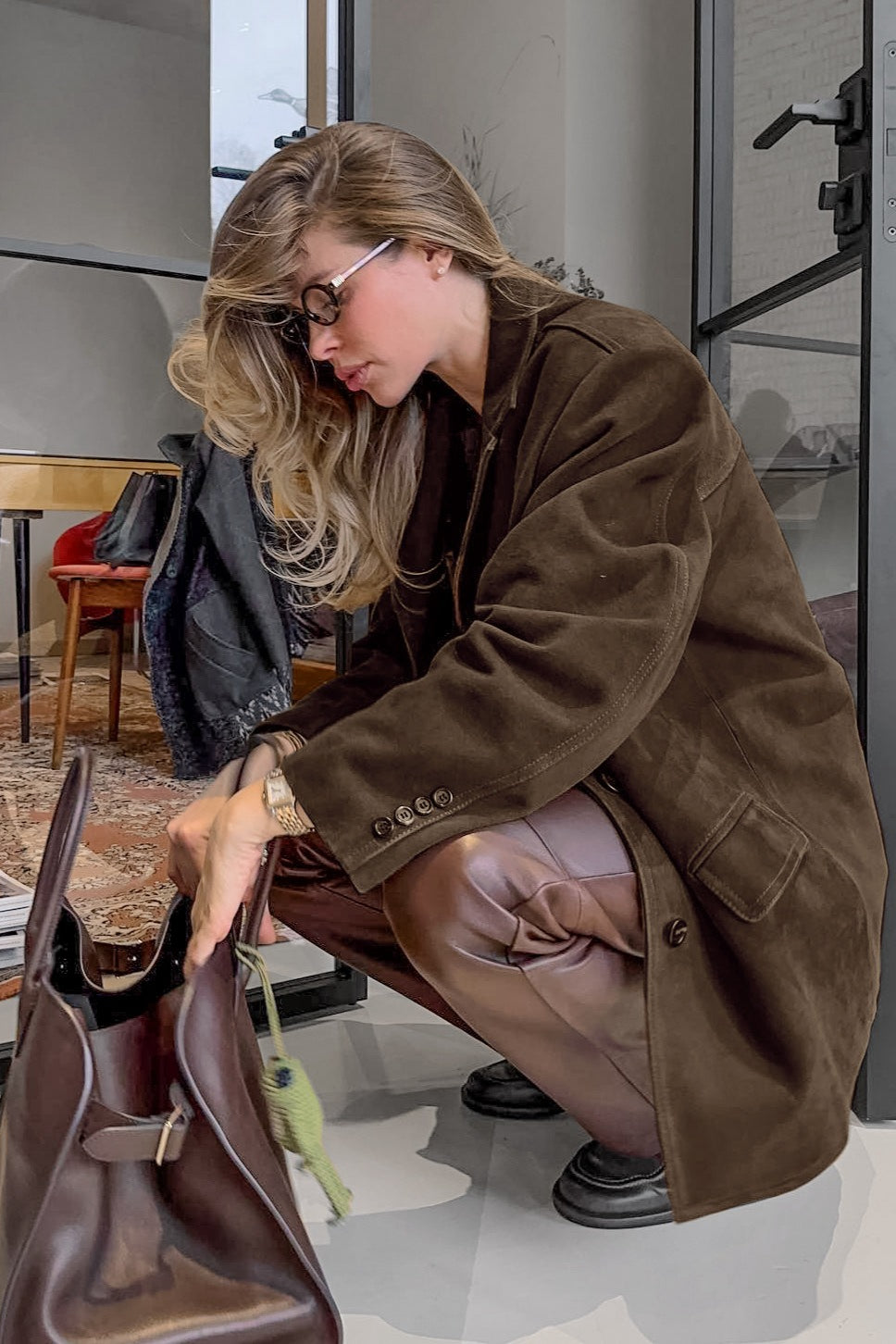 Vintage Suede Insulated Notch Lapel Coat