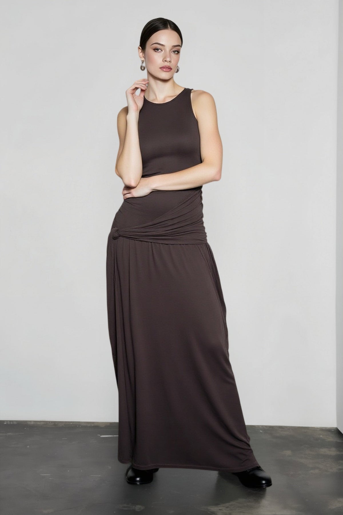 Sexy Paneled Sash Ruffled Solid Party Dress