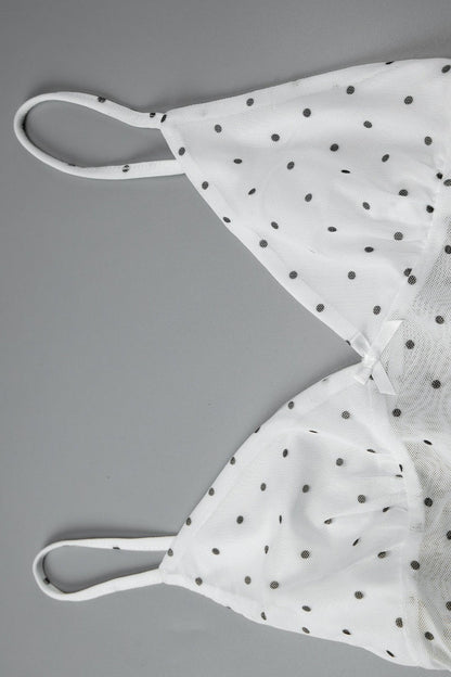 Polka Dot Mesh Patchwork Plunge V Cami
