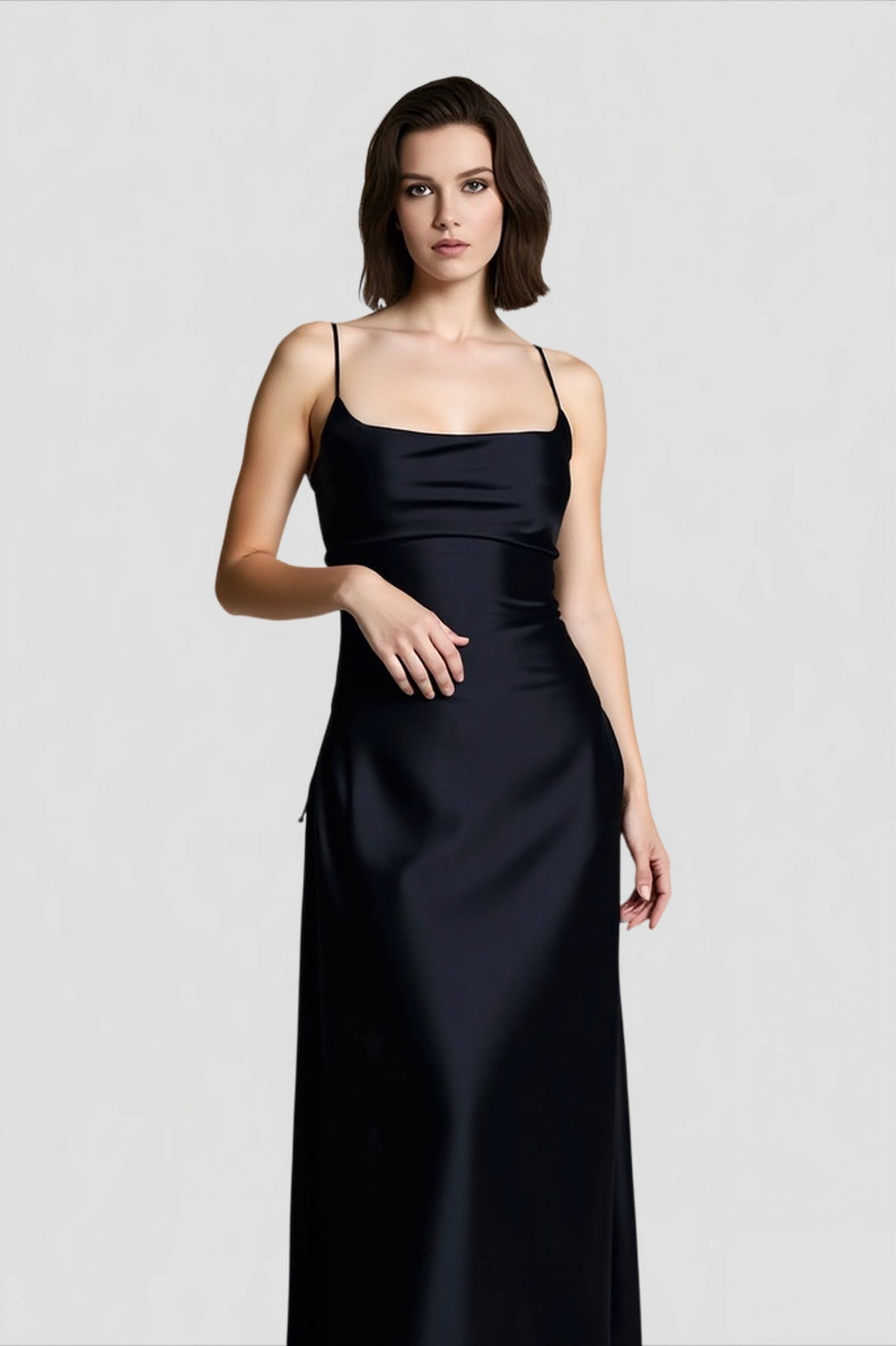 Belted Backless Maxi Silk Dress