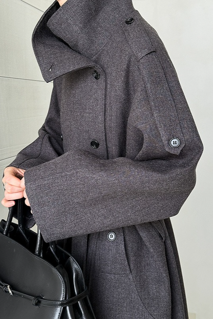 Tall Fit Double Breasted Long Chic Elegant Overcoat