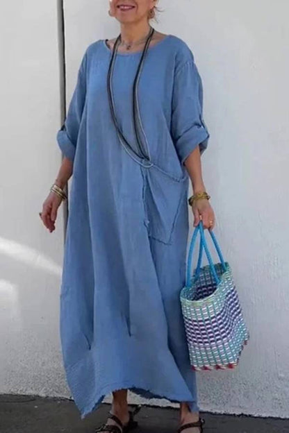 Cotton and Linen Patchwork Long Dress