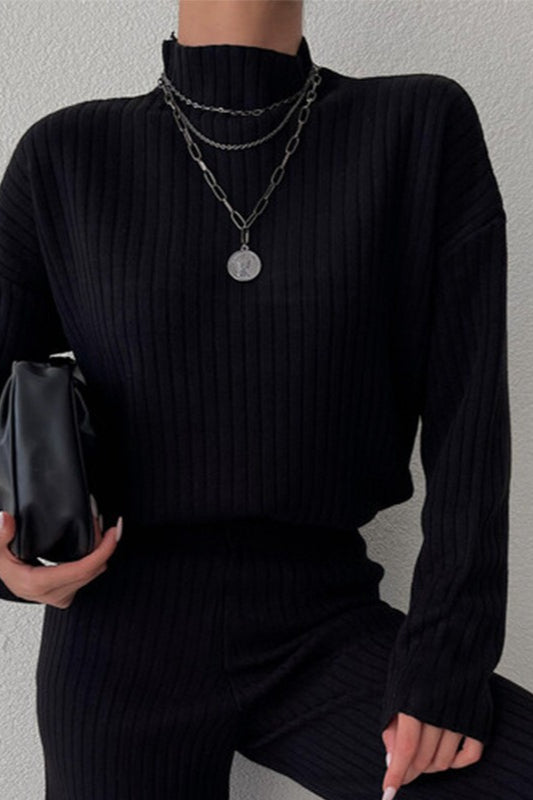Chic High Neck Knit Sweater
