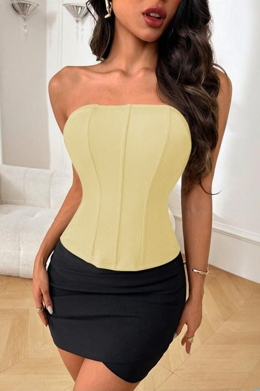 Sexy Solid Corset Tube Top