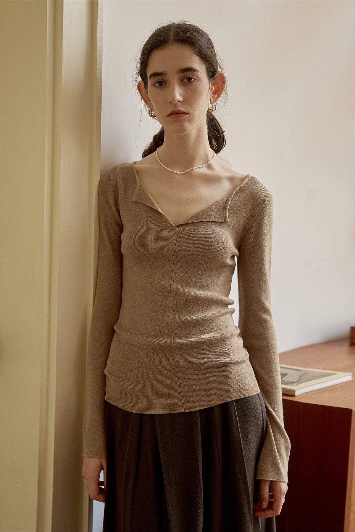 Elegant Slim Fit Wool Knit Top