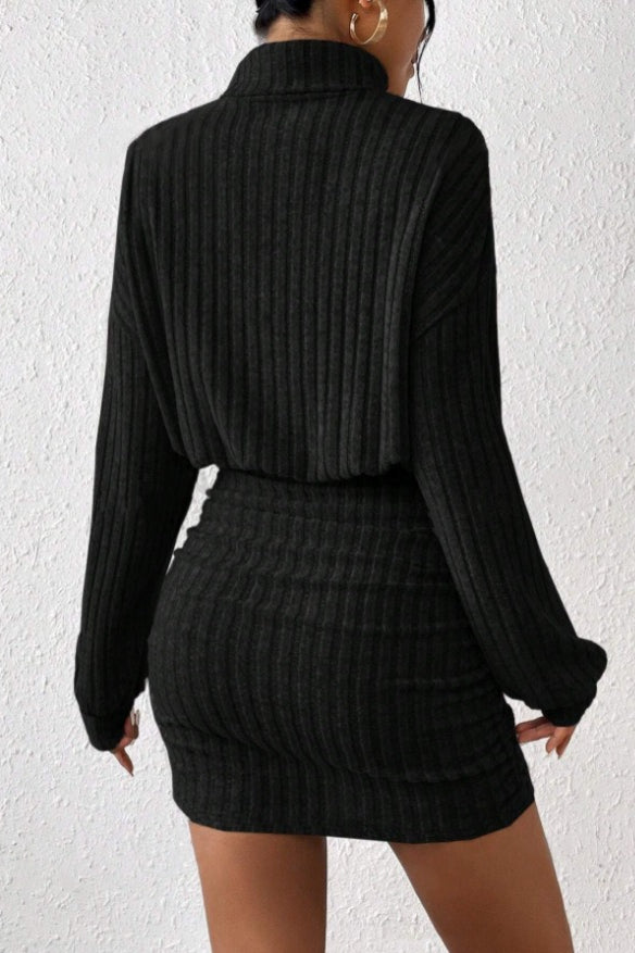 Knit Turtleneck Long Sleeve Bodycon Sweater Dress
