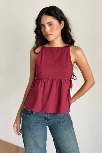 Minimalist Side Tie Solid Tank Top