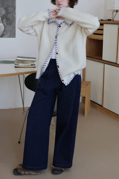 Iceland Blue Heavyweight Wool Cardigan