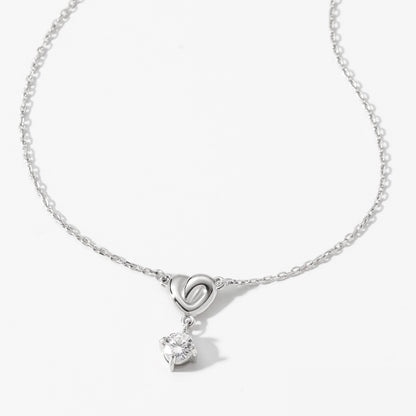Heart Shape Zirconia Pendant Stainless Steel Necklace