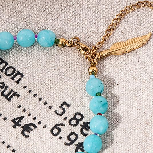 Blue Stone Fish Beaded Necklace