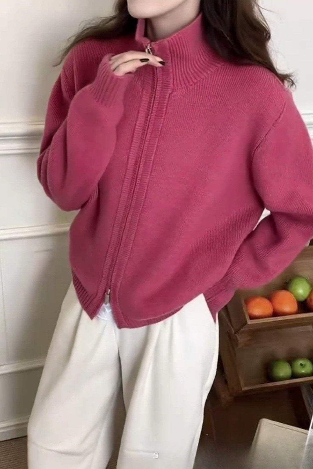 High Neck Double Zip Sweater