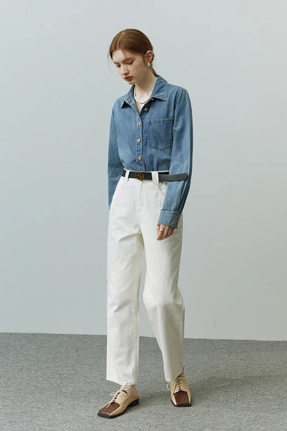 Soft Denim Casual V-Neck Jacket