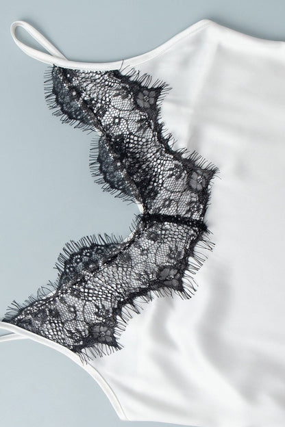 Lace Trim Cami Slit Bodycon Maxi Dress