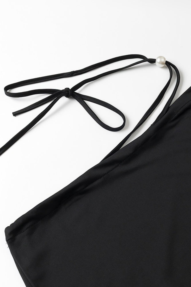 Tie Front Crop Top Bodycon Mini Skirt Set