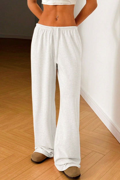 Solid Drawstring Waist Knit Pants
