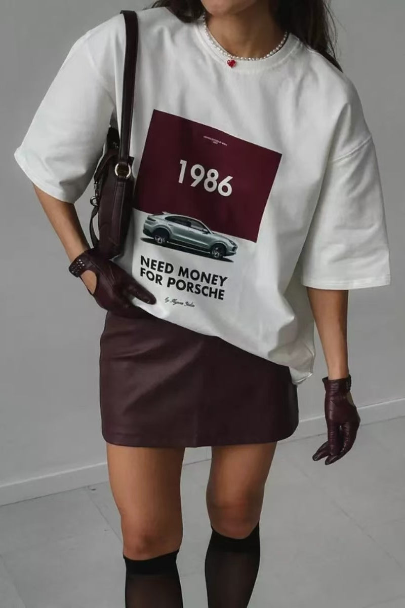 Cotton Graphic Print Loose Fit Short Sleeve Tee