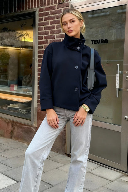 Short Woolen Casual Lapel Overcoat