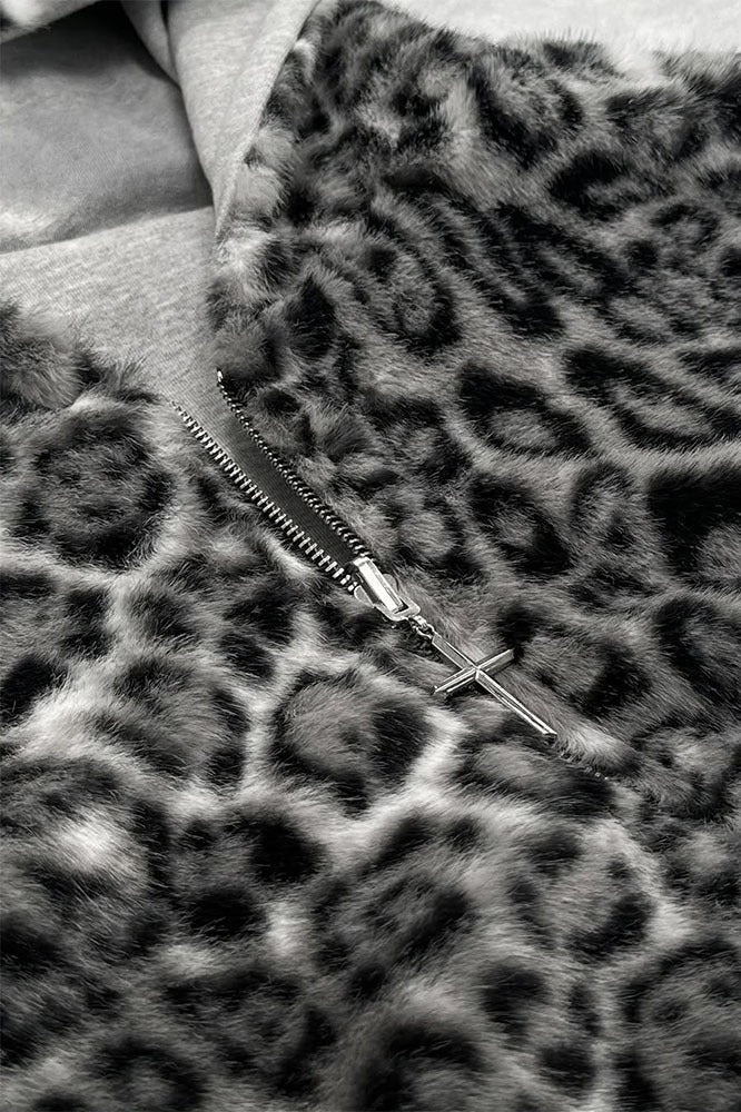 Reversible Leopard Lined Zip Up Hoodie