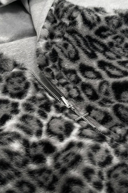Reversible Leopard Lined Zip Up Hoodie