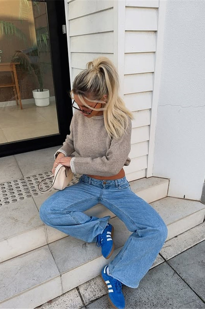 Colorblock Crew Neck Knit Sweater