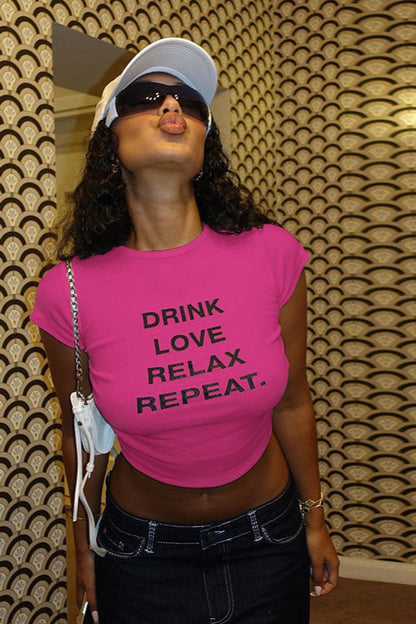 Cropped Letter Print Crewneck T-Shirt
