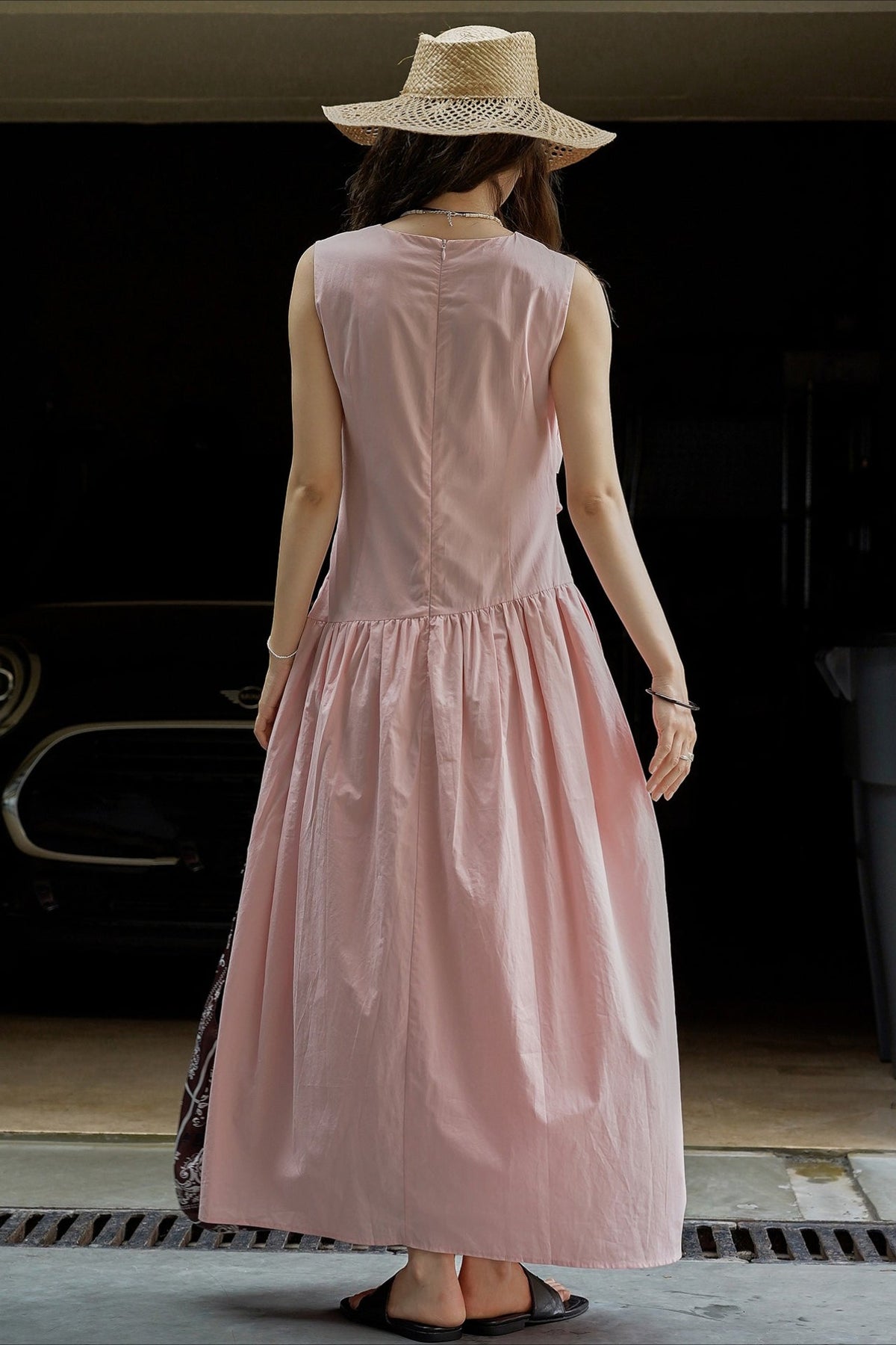 Pleated Tie Strap Lightweight Boho Dress