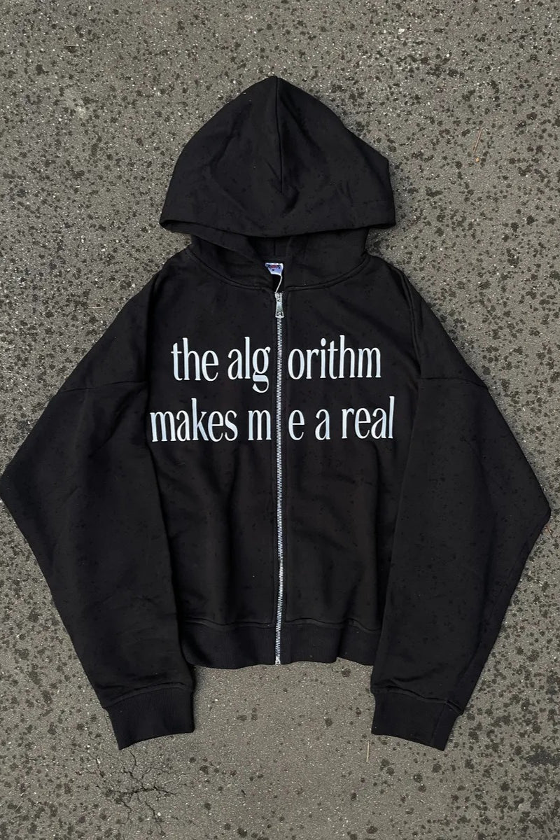 Deconstructed Letter Print Heavyweight Hoodie