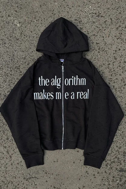 Deconstructed Letter Print Heavyweight Hoodie