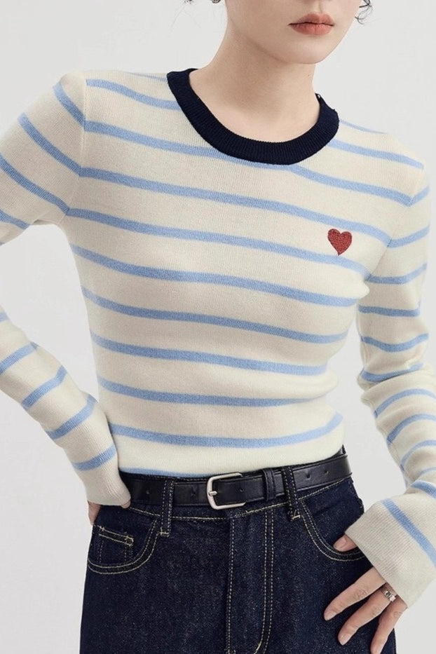 Heart Stitch Slim Fit Knit Top