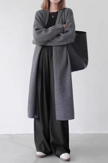 Slouchy Knit Oversized Thick Knee-Length Overcoat