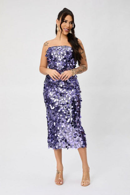Strapless Backless Sequin Split Party Sequin Dress