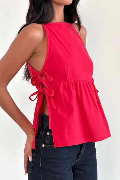 Minimalist Side Tie Solid Tank Top