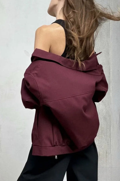 Burgundy Casual Zip Jacket