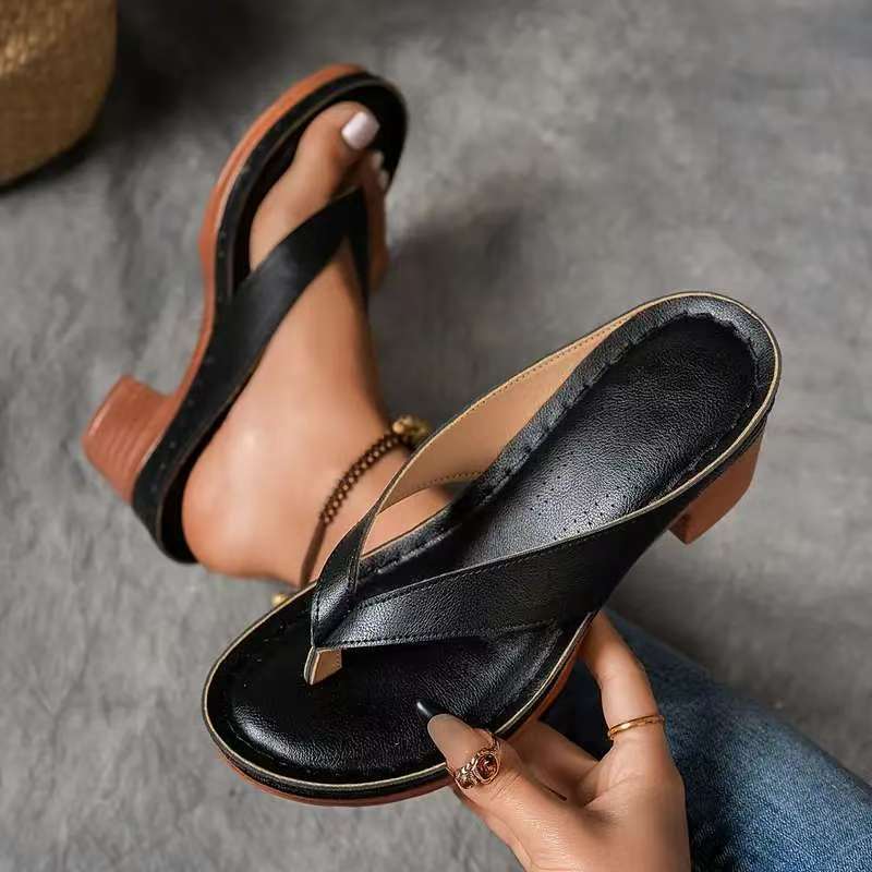 Thong Platform Block Heel Slide Sandals