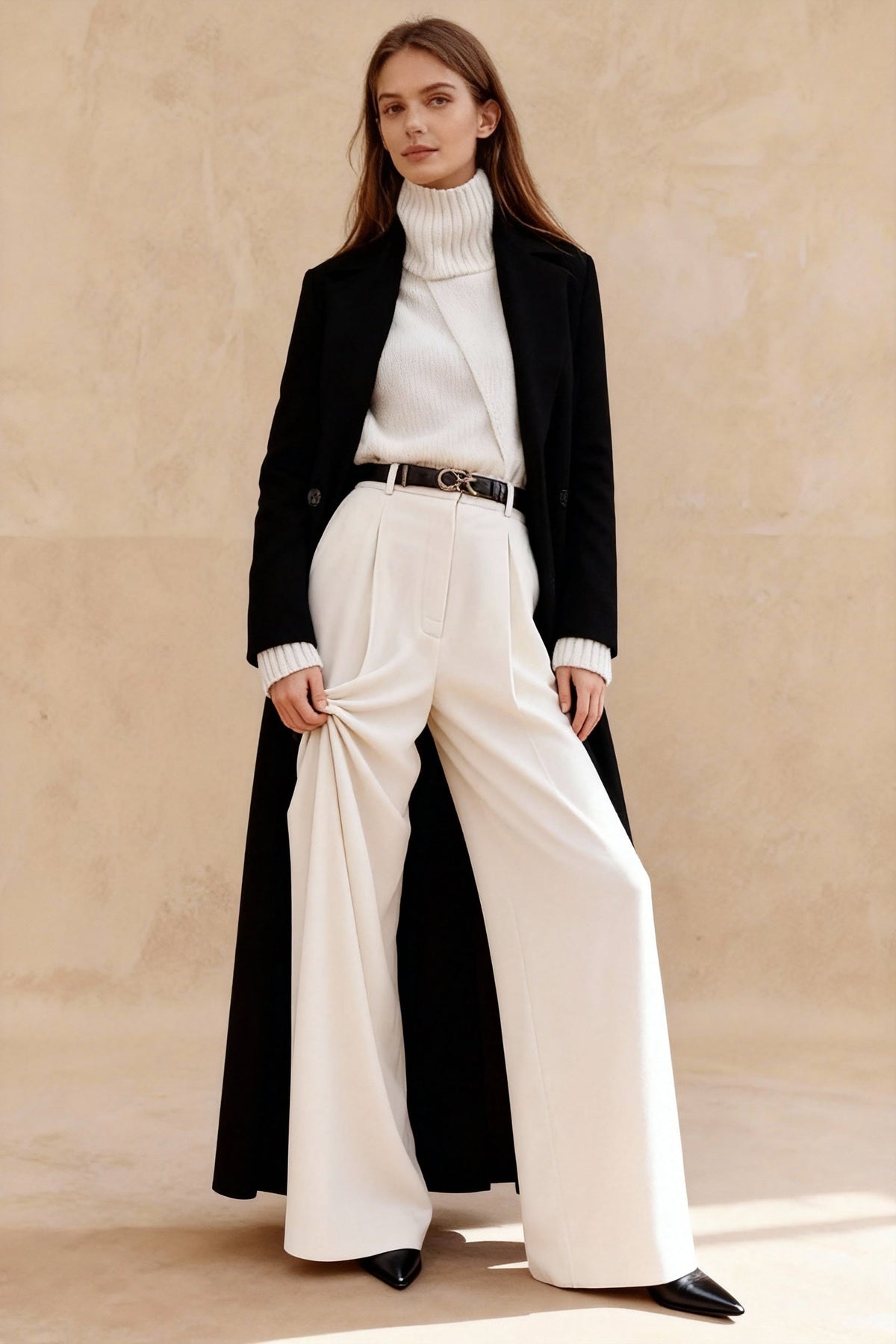 Solid Wool Blend Longline Coat