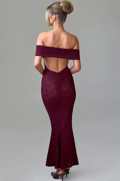 Floral Lace Backless Lace Dress