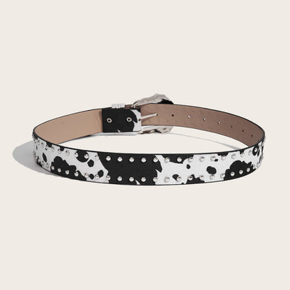 Retro Cow Print Chic Statement Belt