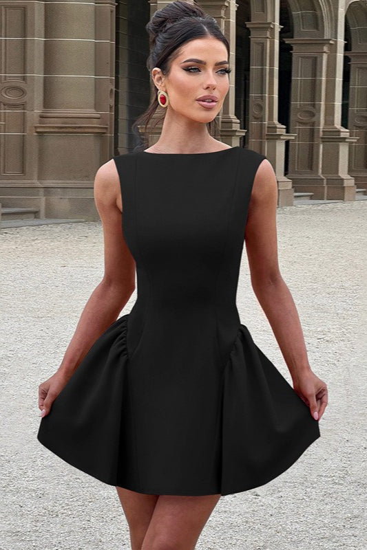 Solid Sleeveless Backless Bodycon Cocktail Dress