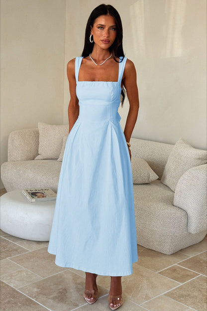 Waist Cinched Strap Vacation Dress
