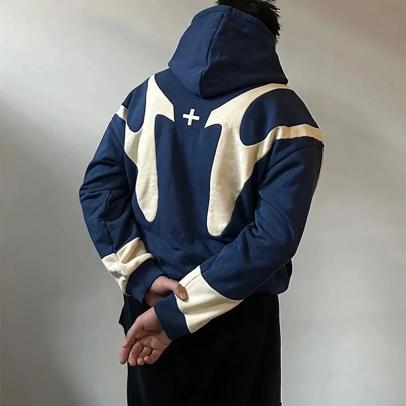 Devil Print Zip Up Hoodie