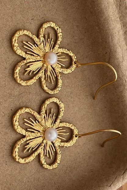 Pearl Openwork Flower Earrings