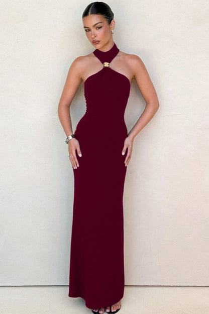 High Neck Sleeveless Slit Formal Dress