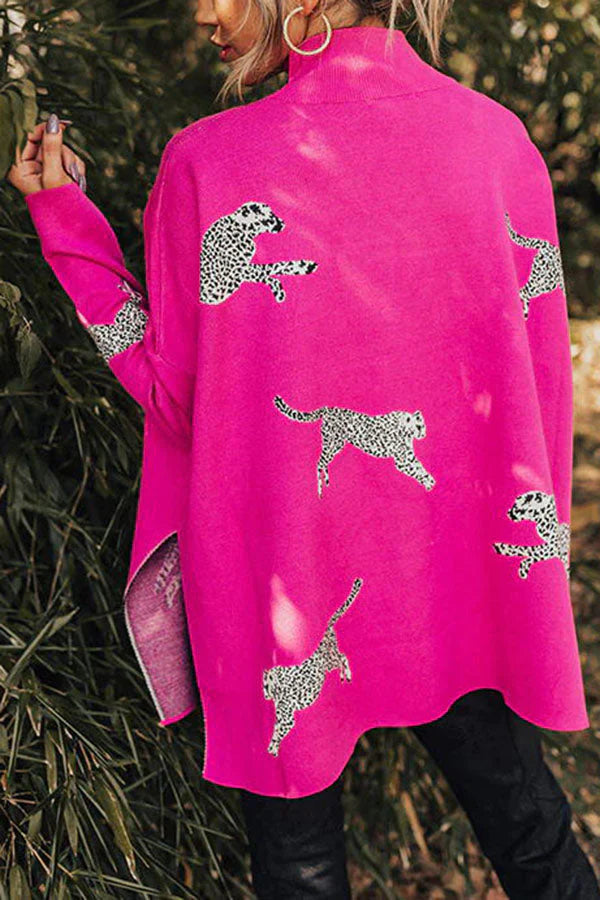 COZY AND KIND LEOPARD SLIT RELAXED SWEATSHIRT