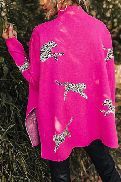 COZY AND KIND LEOPARD SLIT RELAXED SWEATSHIRT