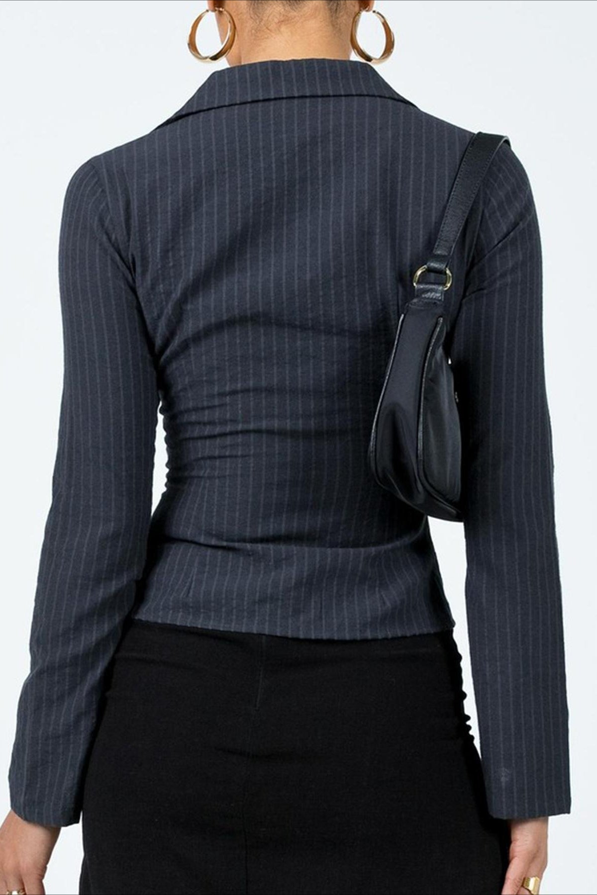 British Style Striped Button Front Lightweight Blouse