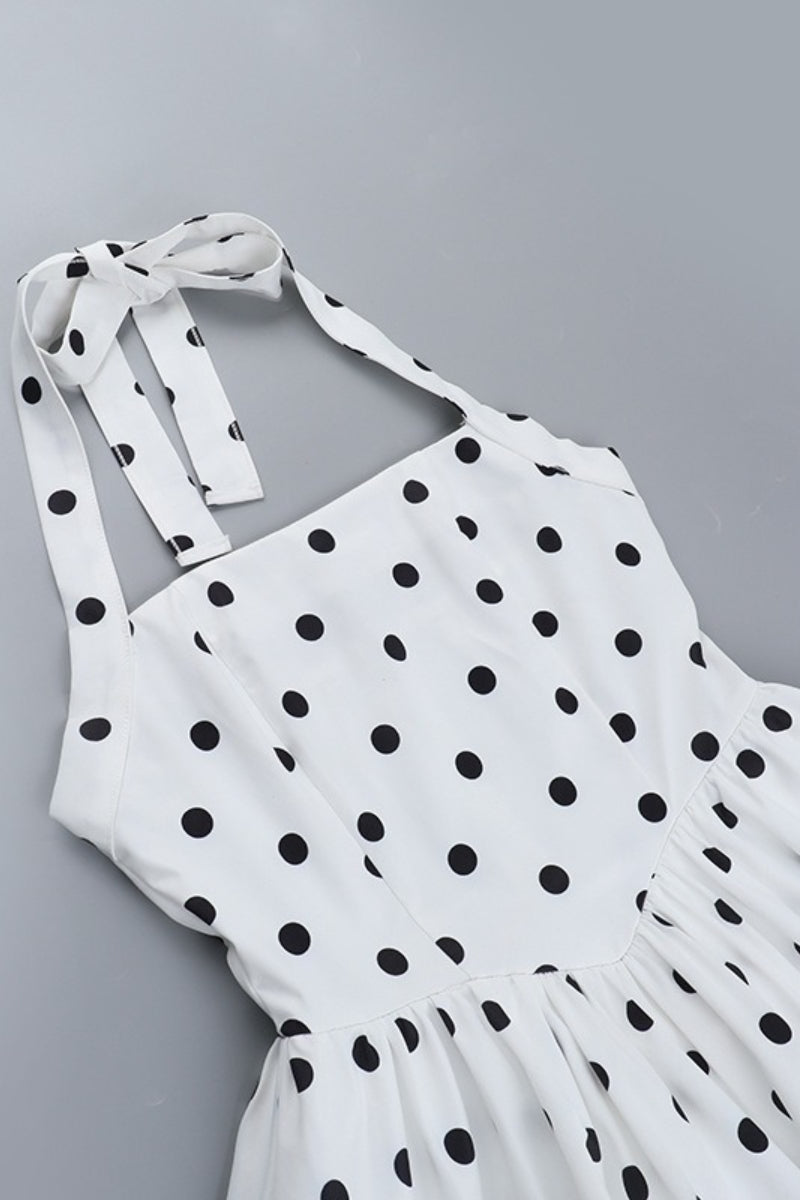 Halter Polka Dot A Line Mini Dress