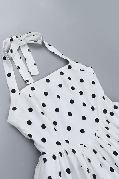 Halter Polka Dot A Line Mini Dress