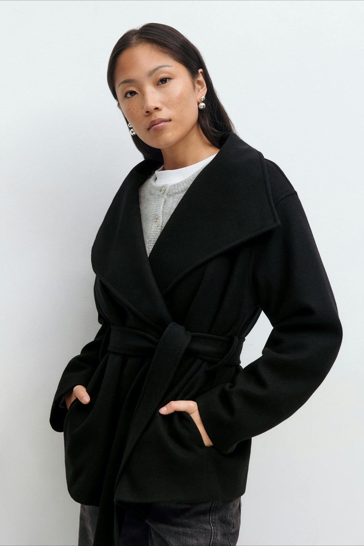 Structured Double Faced Wool Midi Coat